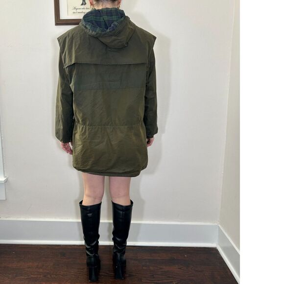 Barbour Green Waxed Durham Full Zip Jacket with Hood Size Medium - Picture 13 of 16